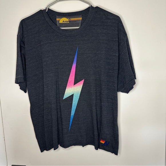 Aviator Nation Bolt Boyfriend Tee - Rainbow Pink XL - Picture 1 of 4